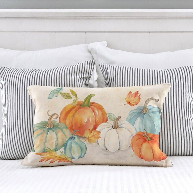 GTEXT Fall Throw Pillow Cover Fall Pumpkins Cuhion Cover Autumn Farm Decor 20x12 inch Outdoor Pillow Cushion,Sofa Fall Pillow Cover - Image 5